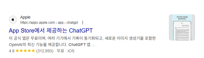 구글의 ChatGPT 검색 결과